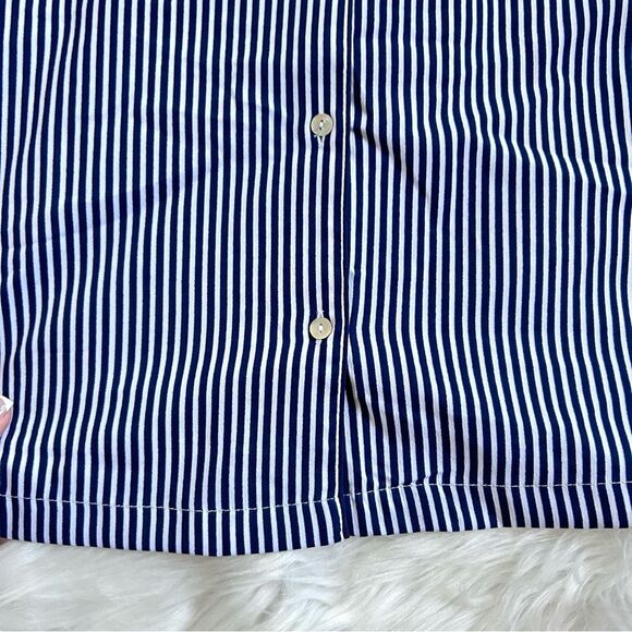 NWT Isaac Mizrahi Striped Top Navy Blue White Short Sleeve Large - Picture 3 of 7